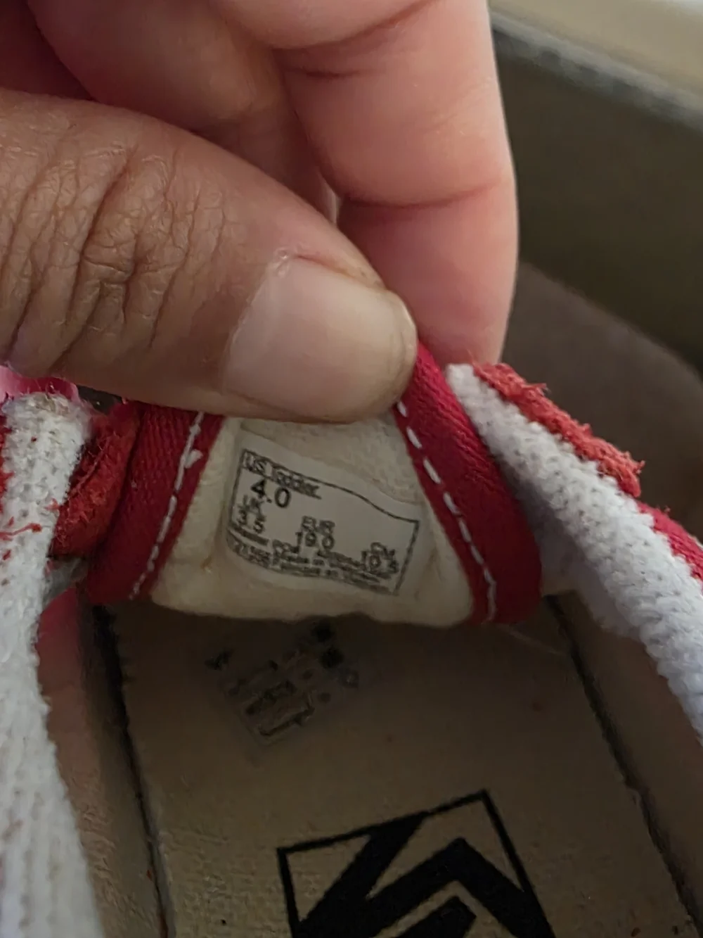 Vans Red and White Toddler Canvas Velcro Sneakers
